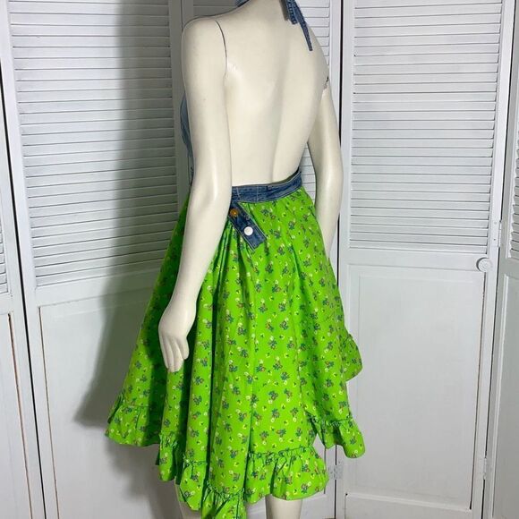 NWT Vintageinc Handmade Denim Halter Top Full Circle Dress Free Size - Picture 10 of 16